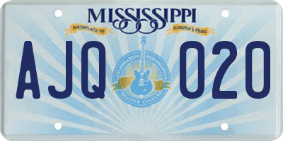 MS license plate AJQ020