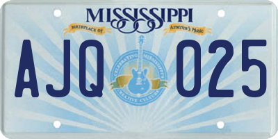 MS license plate AJQ025