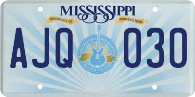 MS license plate AJQ030