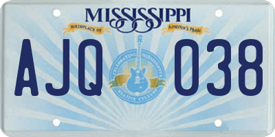 MS license plate AJQ038
