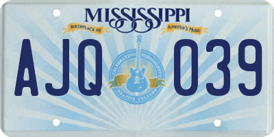 MS license plate AJQ039
