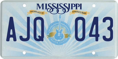 MS license plate AJQ043