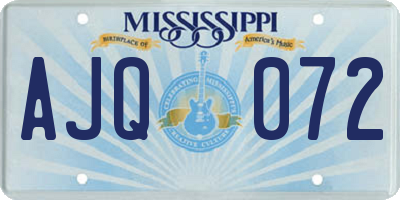 MS license plate AJQ072