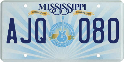 MS license plate AJQ080