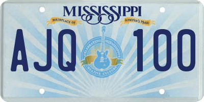 MS license plate AJQ100