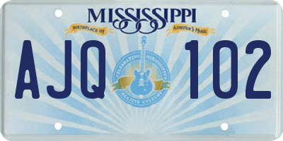 MS license plate AJQ102