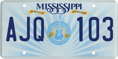 MS license plate AJQ103
