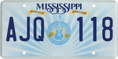 MS license plate AJQ118