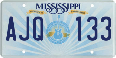 MS license plate AJQ133