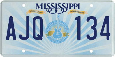 MS license plate AJQ134