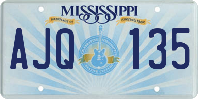 MS license plate AJQ135