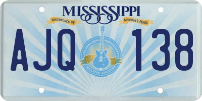 MS license plate AJQ138