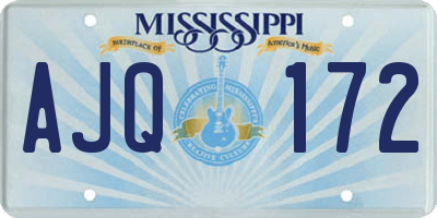 MS license plate AJQ172