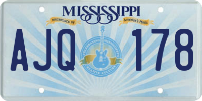 MS license plate AJQ178