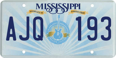 MS license plate AJQ193