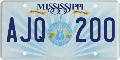 MS license plate AJQ200