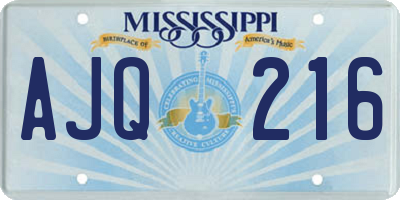 MS license plate AJQ216