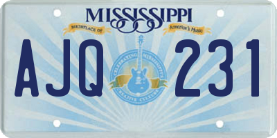 MS license plate AJQ231