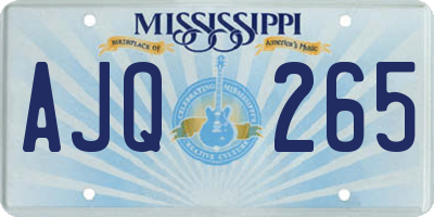 MS license plate AJQ265