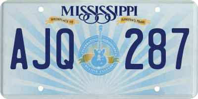 MS license plate AJQ287