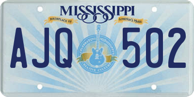 MS license plate AJQ502