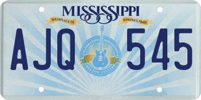 MS license plate AJQ545