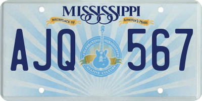 MS license plate AJQ567