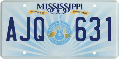 MS license plate AJQ631