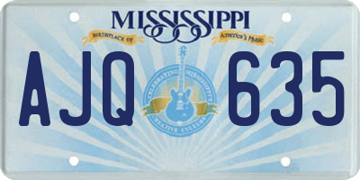MS license plate AJQ635