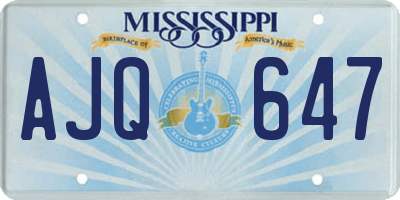 MS license plate AJQ647