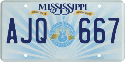 MS license plate AJQ667
