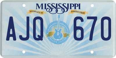 MS license plate AJQ670