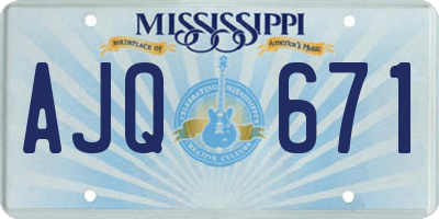 MS license plate AJQ671