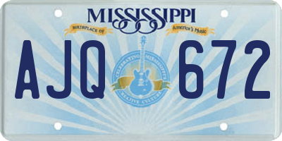 MS license plate AJQ672