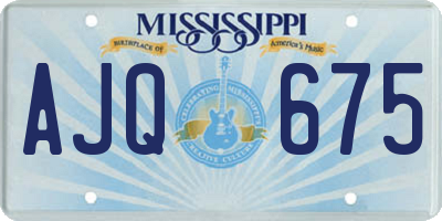 MS license plate AJQ675