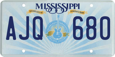 MS license plate AJQ680