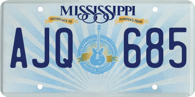MS license plate AJQ685
