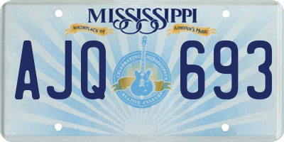 MS license plate AJQ693