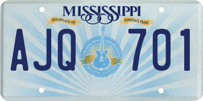 MS license plate AJQ701