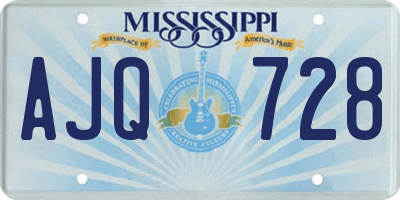 MS license plate AJQ728