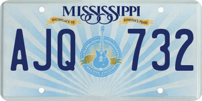 MS license plate AJQ732