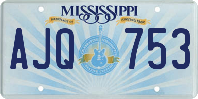 MS license plate AJQ753