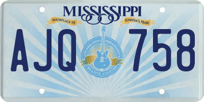MS license plate AJQ758