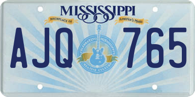 MS license plate AJQ765