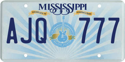 MS license plate AJQ777