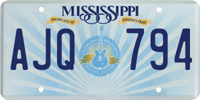 MS license plate AJQ794