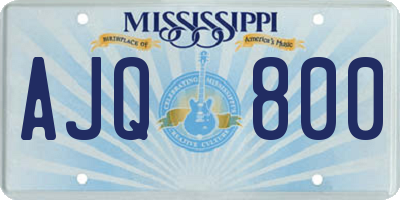 MS license plate AJQ800
