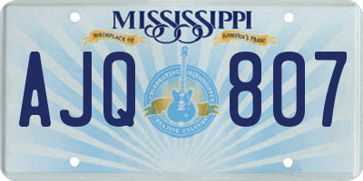 MS license plate AJQ807