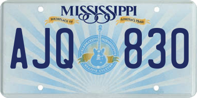 MS license plate AJQ830