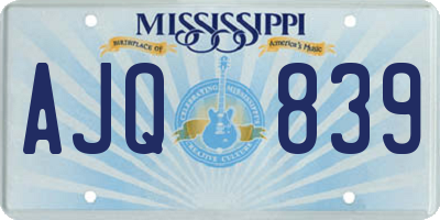 MS license plate AJQ839